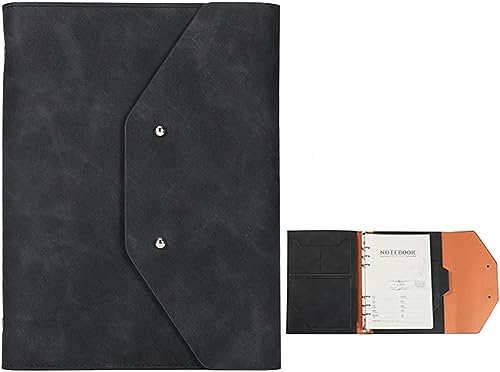 Portfoliomappe a4, A5 6 Ringbuch Business-Ordner for Interview-Konferenz und Präsentation Notebook Pocket Organizer(Svart) von MYXJX