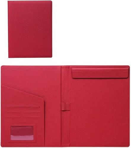 Portfoliomappe a4, Business-Ordner A4 Schreibblock Dokument Organizer for Frauen Schule Büro Konferenz Clip Boards(Rood) von MYXJX