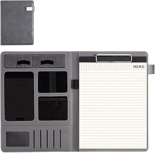 Portfoliomappe a4, Ordner Business Konferenz Organizer Notebook Ordner Tablet Hülle Präsentationsschlitz Kartenaufbewahrung(Light Gray) von MYXJX