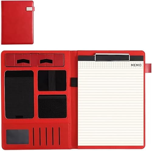 Portfoliomappe a4, Ordner Business Konferenz Organizer Notebook Ordner Tablet Hülle Präsentationsschlitz Kartenaufbewahrung(Rood) von MYXJX