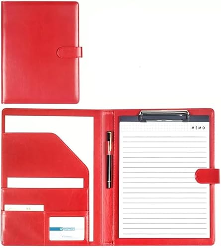 Portfoliomappe a4, Zwischenablage-Ordner for Rechtsblockhalter, A4-Schreibblock for Business School, Büro, Konferenz-Zwischenablage(Rood) von MYXJX