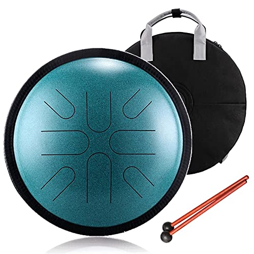 Zungentrommel, 10" Tank Drum Handpan, 8 Töne mit Rucksack und Schlägeln for Meditations-Yoga(Malachite) von MYXJX