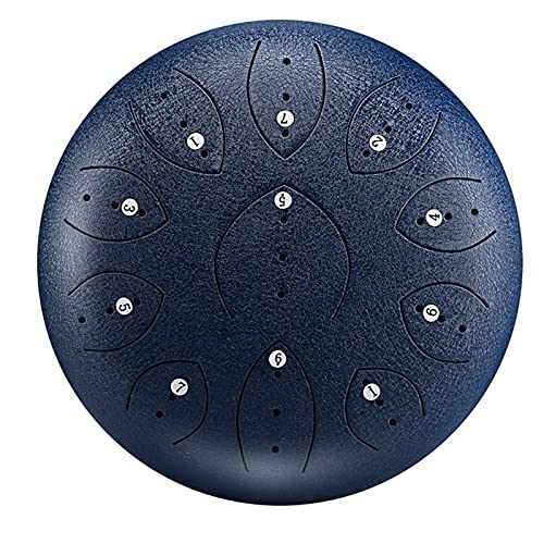 Zungentrommel, 11 Noten 10 Zoll Handpan-Trommel, Percussion-Stahltrommeln for Erwachsene, C-Tonart, mit Reisetasche, Schlägel(Navy Blue) von MYXJX