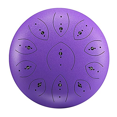 Zungentrommel, 11 Noten 10 Zoll Handpan-Trommel, Percussion-Stahltrommeln for Erwachsene, C-Tonart, mit Reisetasche, Schlägel(Purple) von MYXJX