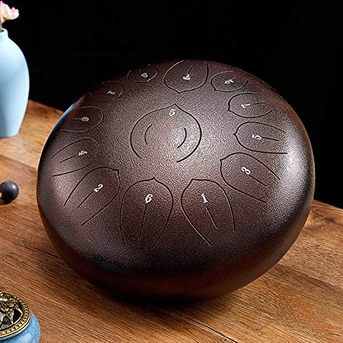 Zungentrommel, 12 Zoll 13 Noten Schlaginstrument Handpan Drum Tank Drum mit Tasche, Gummischlägel Ideales Weihnachtsgeschenk(Bronze) von MYXJX