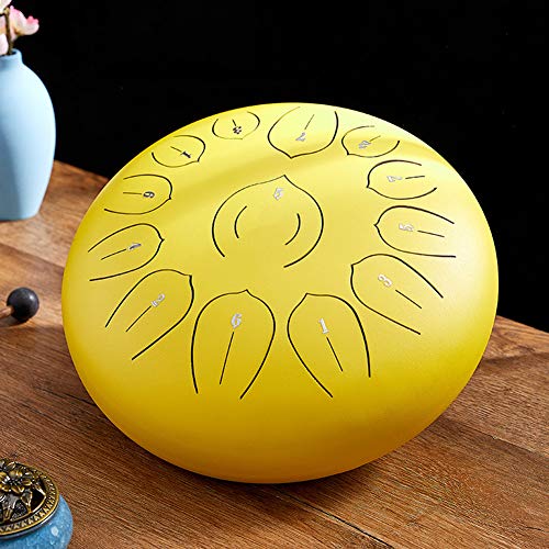 Zungentrommel, 12 Zoll 13 Noten Schlaginstrument Handpan Drum Tank Drum mit Tasche, Gummischlägel Ideales Weihnachtsgeschenk(Yellow) von MYXJX