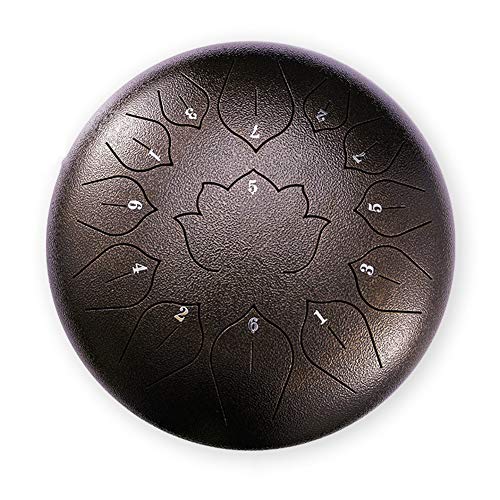 Zungentrommel, 12 Zoll 13 Töne Steel Drums Handpan Drum C Key Schlaginstrument mit Tasche, Notenbuch, Schlägel(Bronze) von MYXJX