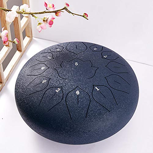 Zungentrommel, 13 Noten 12 Zoll Handpan Drum Schlaginstrument Steel Drums for Erwachsene mit gepolstertem Reise(Blue) von MYXJX
