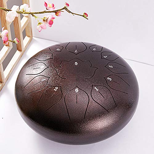 Zungentrommel, 13 Noten 12 Zoll Handpan Drum Schlaginstrument Steel Drums for Erwachsene mit gepolstertem Reise(Bronze) von MYXJX