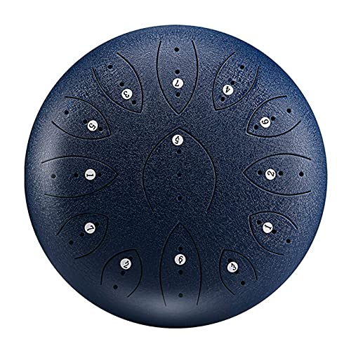 Zungentrommel, 13 Töne 12 Zoll Tank Drum C Key Percussion Handpan Drum mit Reisetasche, Schlägeln, Musikbuch Schlaginstrument(Navy Blue) von MYXJX