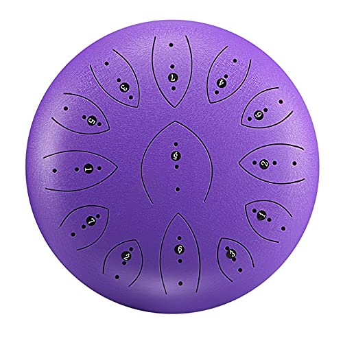 Zungentrommel, 13 Töne 12 Zoll Tank Drum C Key Percussion Handpan Drum mit Reisetasche, Schlägeln, Musikbuch Schlaginstrument(Purple) von MYXJX