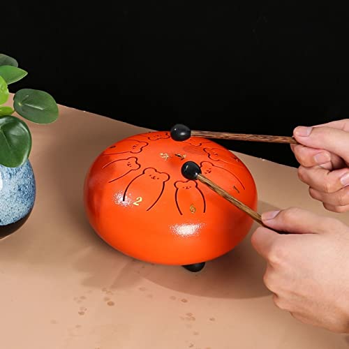 Zungentrommel, 13-Zoll-Zungentrommel-Musikinstrument for Kinder, tragbares Mini-8-Ton-Handpan-Trommel-Schlaginstrumentenset(Orange) von MYXJX