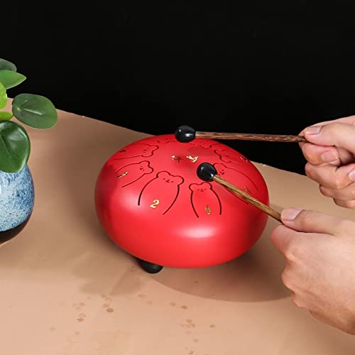 Zungentrommel, 13-Zoll-Zungentrommel-Musikinstrument for Kinder, tragbares Mini-8-Ton-Handpan-Trommel-Schlaginstrumentenset(Red) von MYXJX
