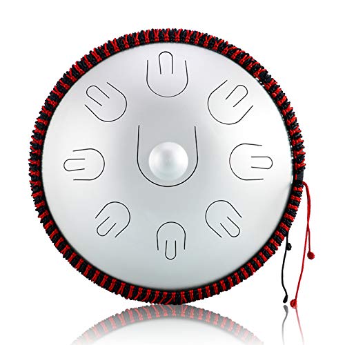 Zungentrommel, 14 Zoll, 9 Töne Harmonische Handpan Trommel Schlaginstrument Handtrommel for Meditation, Yoga und Zen(White) von MYXJX