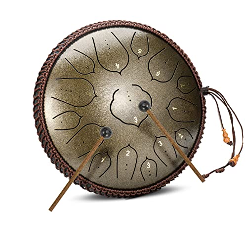 Zungentrommel, 14 Zoll 15 Noten Handpan Drum Percussion Inklusive Reisetasche Notenbuch Ideal for Camping Zungentrommel, 14 Zoll 15 Noten Handpan Drum Percussion Inklusive Reisetasche Notenbuch Ideal for Camping von MYXJX
