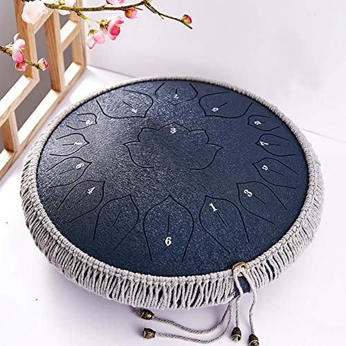 Zungentrommel, 15 Noten 14 Zoll Tank Drum Schlaginstrument Handpan Drum mit Seildekoration und Schlägeln, Tasche, Musikbuch for Erwachsene und Kinder(Blue) von MYXJX