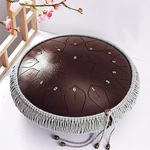 Zungentrommel, 15 Noten 14 Zoll Tank Drum Schlaginstrument Handpan Drum mit Seildekoration und Schlägeln, Tasche, Musikbuch for Erwachsene und Kinder(Bronze) von MYXJX