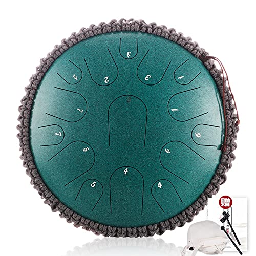 Zungentrommel, 15-Noten-D-Ton mit Geschenkset, 14-Zoll-Schlaginstrumente, Handpan-Trommel for Yoga, Geistheilung(Malachite) von MYXJX