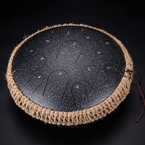 Zungentrommel, 15-Noten-D-Ton mit Geschenkset, 14-Zoll-Schlaginstrumente, Handpan-Trommel for Yoga, Geistheilung(Spotted Black) von MYXJX