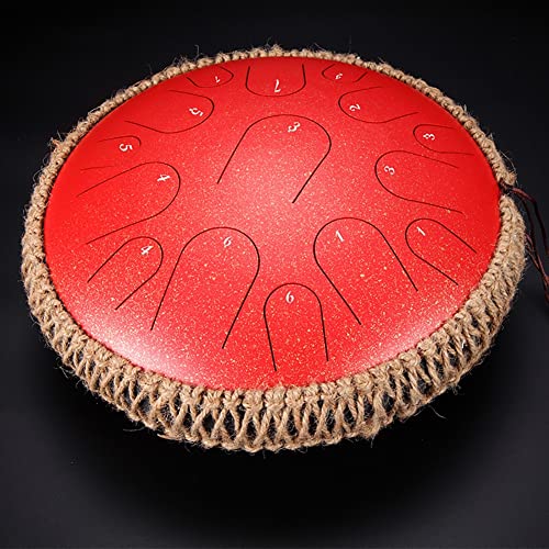 Zungentrommel, 15-Noten-D-Ton mit Geschenkset, 14-Zoll-Schlaginstrumente, Handpan-Trommel for Yoga, Geistheilung(Spotted red) von MYXJX