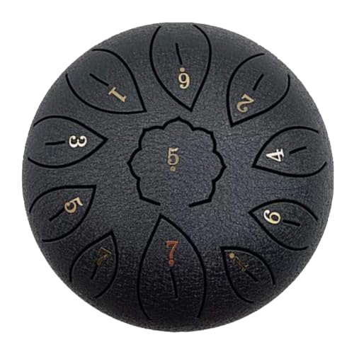 Zungentrommel, 6 Zoll 11 Noten Schlaginstrument Handpan Drum Tank Drum(Black) von MYXJX