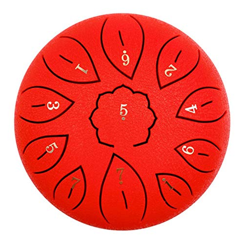 Zungentrommel, 6 Zoll 11 Noten Schlaginstrument Handpan Drum Tank Drum(Red) von MYXJX