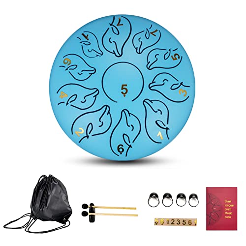 Zungentrommel, 6-Zoll-Delfin-Zungentrommel-Schlaginstrument, tragbare Handpan-Trommel mit Boden, leicht zu erlernendes Set(Blue) von MYXJX