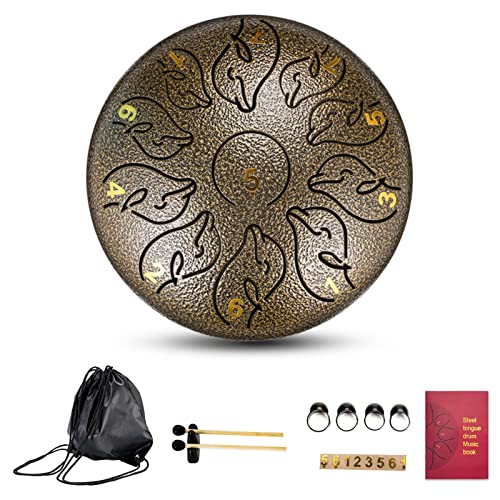 Zungentrommel, 6-Zoll-Delfin-Zungentrommel-Schlaginstrument, tragbare Handpan-Trommel mit Boden, leicht zu erlernendes Set(Brown) von MYXJX