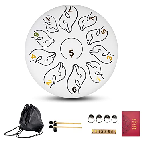 Zungentrommel, 6-Zoll-Delfin-Zungentrommel-Schlaginstrument, tragbare Handpan-Trommel mit Boden, leicht zu erlernendes Set(White) von MYXJX