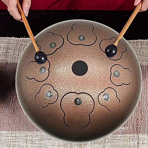 Zungentrommel, 8 Noten 12 Zoll Handpan Drums Kit Schlaginstrument mit gepolsterter Reisetasche, Schlägel for Anfänger, Erwachsene und Kinder(Bronze) von MYXJX