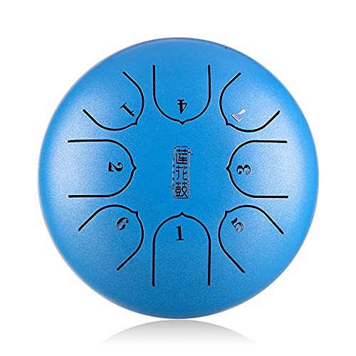 Zungentrommel, 8 Noten 6 Zoll, Noten Schlaginstrument Steel Drums Instrumente mit Tasche, Weiß(Blue) von MYXJX