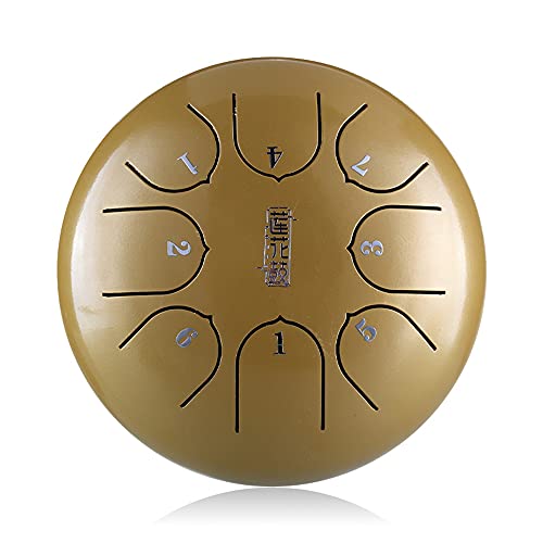 Zungentrommel, 8 Noten 6 Zoll, Noten Schlaginstrument Steel Drums Instrumente mit Tasche, Weiß(Gold) von MYXJX