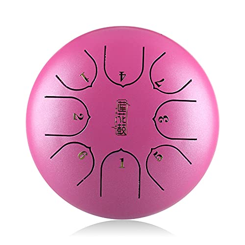 Zungentrommel, 8 Noten 6 Zoll, Noten Schlaginstrument Steel Drums Instrumente mit Tasche, Weiß(Pink) von MYXJX