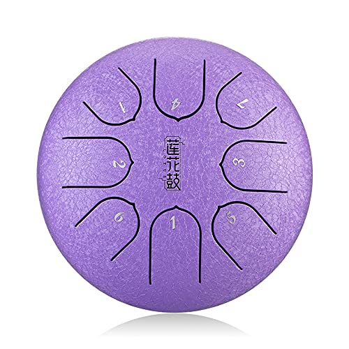 Zungentrommel, 8 Noten 6 Zoll, Noten Schlaginstrument Steel Drums Instrumente mit Tasche, Weiß(Purple) von MYXJX