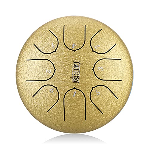 Zungentrommel, 8 Noten 6 Zoll, Noten Schlaginstrument Steel Drums Instrumente mit Tasche, Weiß(Yellow) von MYXJX