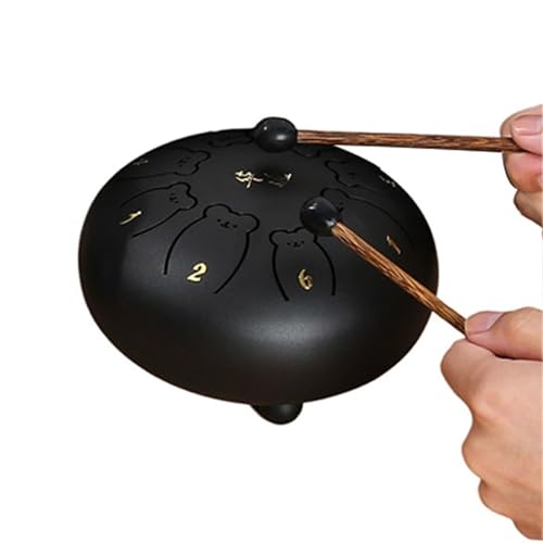 Zungentrommel, Bear Claw Tongue Drum Schlaginstrument, 13 Zoll Handpan Trommelinstrument for Anfänger(Black,8 tone) von MYXJX