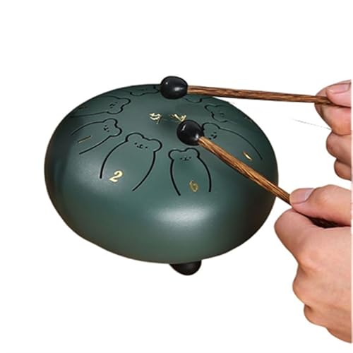 Zungentrommel, Bear Claw Tongue Drum Schlaginstrument, 13 Zoll Handpan Trommelinstrument for Anfänger(Dark green,8 tone) von MYXJX