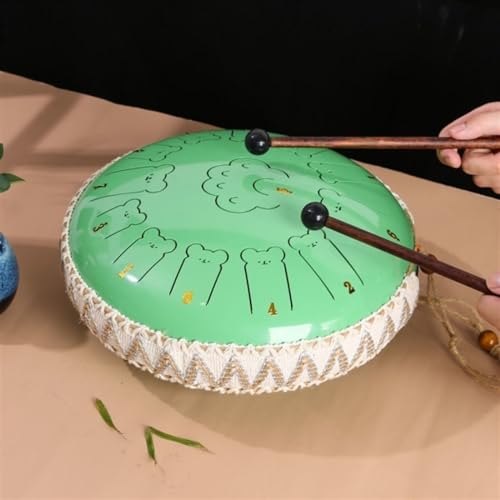 Zungentrommel, Bear Claw Tongue Drum Schlaginstrument, 13 Zoll Handpan Trommelinstrument for Anfänger(Light green,13 toneB) von MYXJX