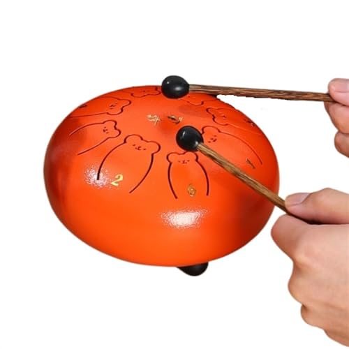 Zungentrommel, Bear Claw Tongue Drum Schlaginstrument, 13 Zoll Handpan Trommelinstrument for Anfänger(Orange,8 tone) von MYXJX