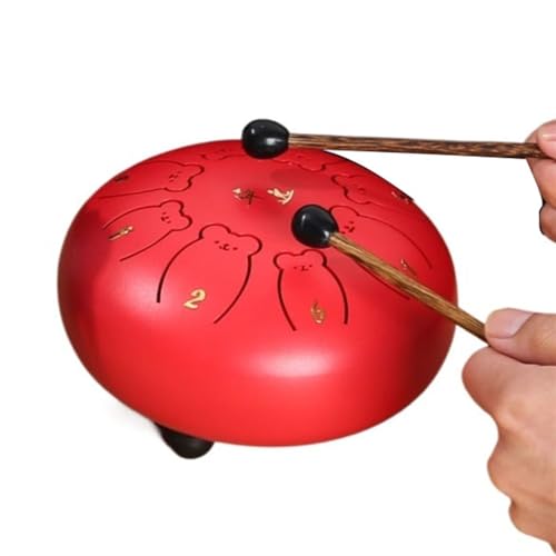 Zungentrommel, Bear Claw Tongue Drum Schlaginstrument, 13 Zoll Handpan Trommelinstrument for Anfänger(Red,8 tone) von MYXJX