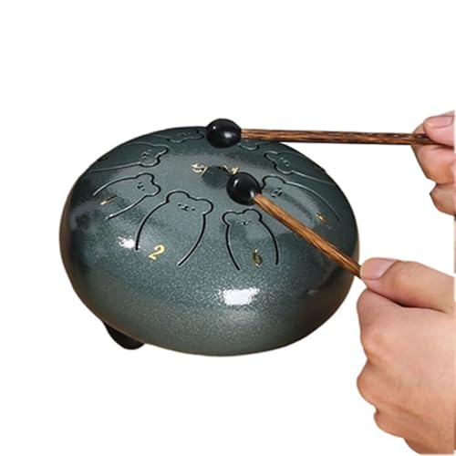 Zungentrommel, Bear Claw Tongue Drum Schlaginstrument, 13 Zoll Handpan Trommelinstrument for Anfänger(Turquoise,8 tone) von MYXJX