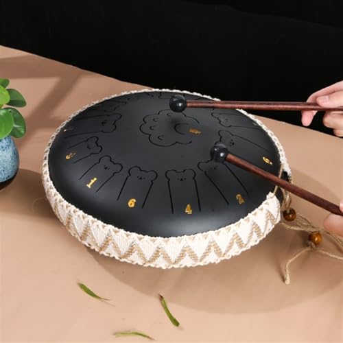 Zungentrommel, Bear Claw Tongue Drum Schlaginstrument, 13 Zoll Handpan Trommelinstrument for Anfänger, Kinderinstrument Steel Tongue Drum(Black,13 toneB) von MYXJX