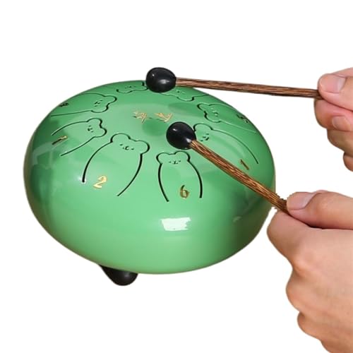Zungentrommel, Bear Claw Tongue Drum Schlaginstrument, 13 Zoll Handpan Trommelinstrument for Anfänger, Kinderinstrument Steel Tongue Drum(Light green,8 tone) von MYXJX