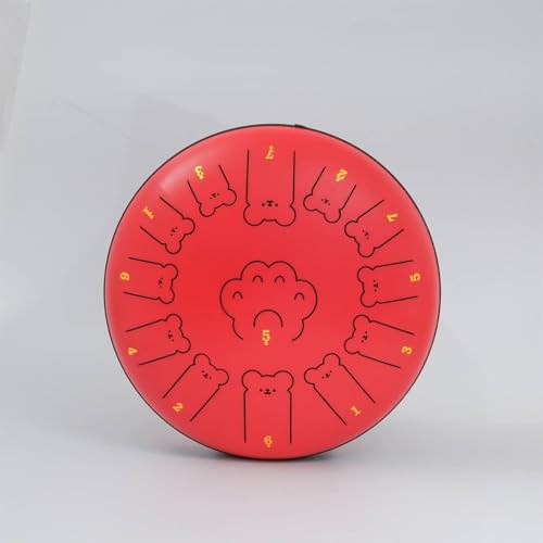 Zungentrommel, Bear Claw Tongue Drum Schlaginstrument, 13 Zoll Handpan Trommelinstrument for Anfänger, Kinderinstrument Steel Tongue Drum(Red,13 toneA) von MYXJX