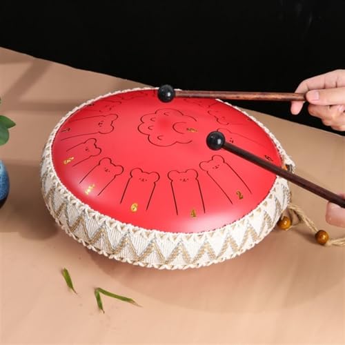 Zungentrommel, Bear Claw Tongue Drum Schlaginstrument, 13 Zoll Handpan Trommelinstrument for Anfänger, Kinderinstrument Steel Tongue Drum(Red,13 toneB) von MYXJX