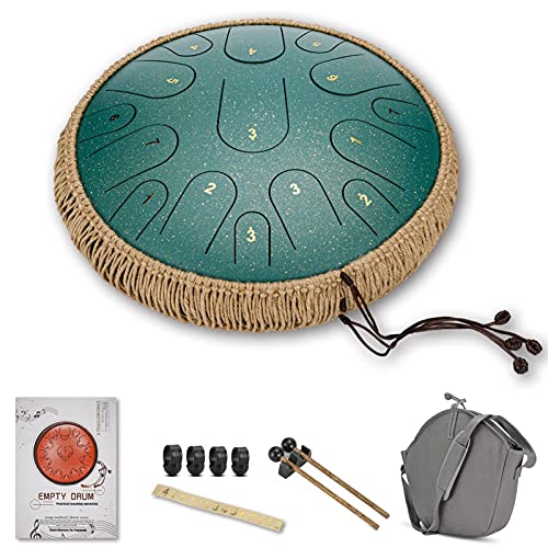 Zungentrommel, D-Tonart, 15 Töne, 14 Zoll, Schlaginstrument, Schlägel, Fingerpicks for Klangheilung, Meditation, Yoga, Tank Hang Drum(4) von MYXJX