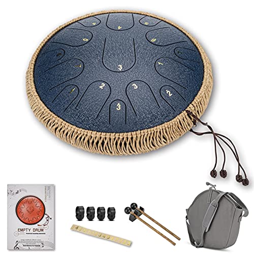 Zungentrommel, D-Tonart, 15 Töne, 14 Zoll, Schlaginstrument, Schlägel, Fingerpicks for Klangheilung, Meditation, Yoga, Tank Hang Drum(6) von MYXJX