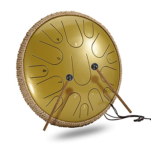 Zungentrommel, D-Tonart, 15 Töne, 14 Zoll, Schlaginstrument, Schlägel, Fingerpicks for Klangheilung, Meditation, Yoga, Tank Hang Drum(7) von MYXJX