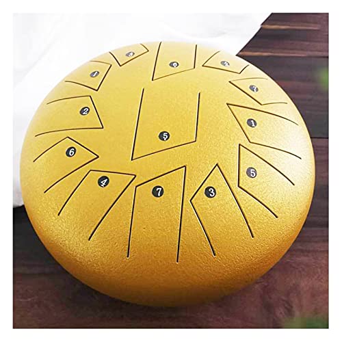Zungentrommel, Handpan-Trommel, Schlaginstrument mit Tasche, Notenbuch, Schlägeln for Yoga-Meditationsunterhaltung – 12 Zoll, 13 Töne, Rot(Gold) von MYXJX