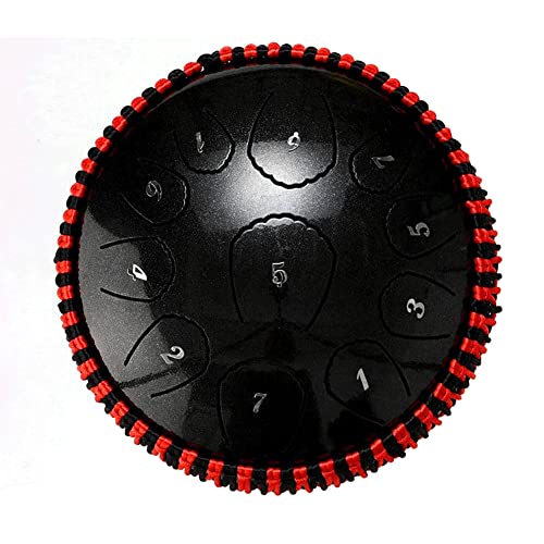 Zungentrommel, Handtrommeln Instrumente Handpan Drums Zungentrommel for Erwachsene 11 Noten 7 Zoll Steel Drums Tank Drum(Black,Shell) von MYXJX